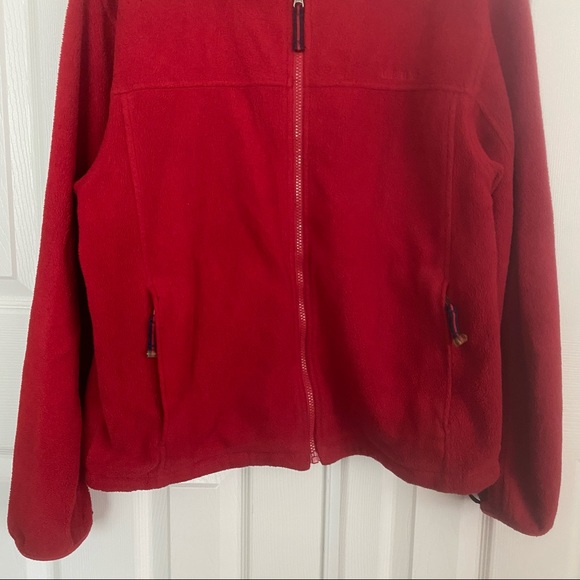 L.L Bean Red Full Zipper Cotton Fleece M - Picture 3 of 11
